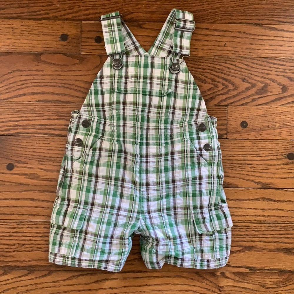 Janie and jack plaid shortalls